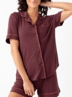 Women's Bamboo Stretch-Knit Short Sleeve Pajama Top - Image 52